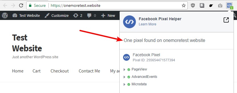 chrome browser facebook tracking pixel tester