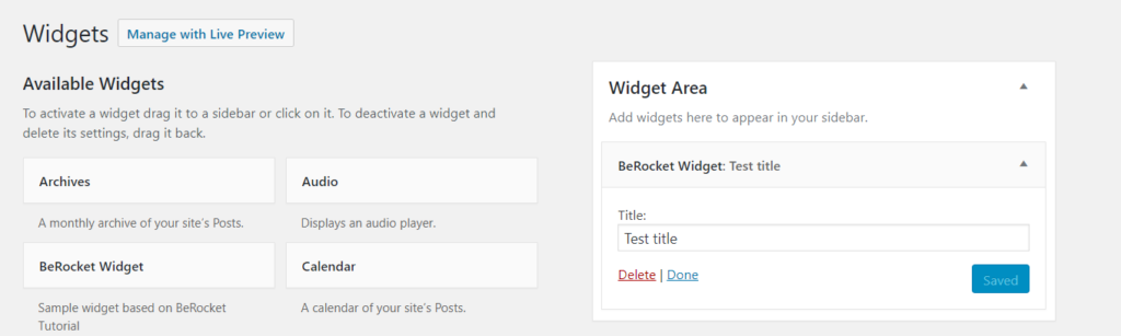 Custom WordPress widget added to a sidebar