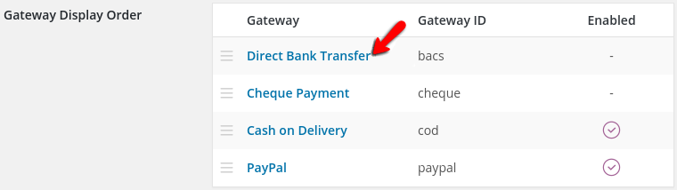 accessing the direct ban transfer payment method