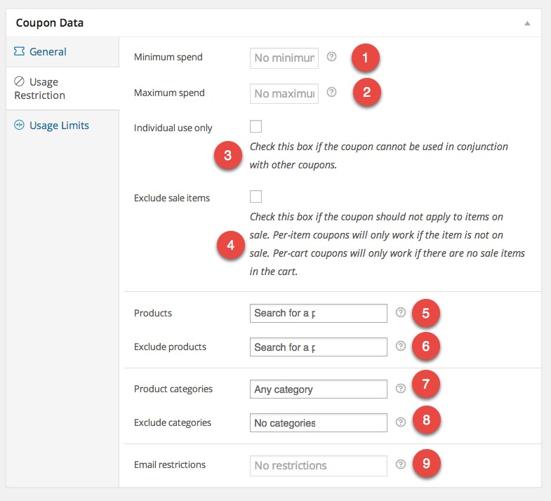 coupon data usage restriction