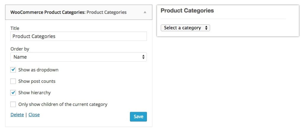 widget woocommerce product categories