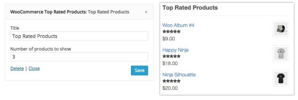 widget woocommerce top rated products