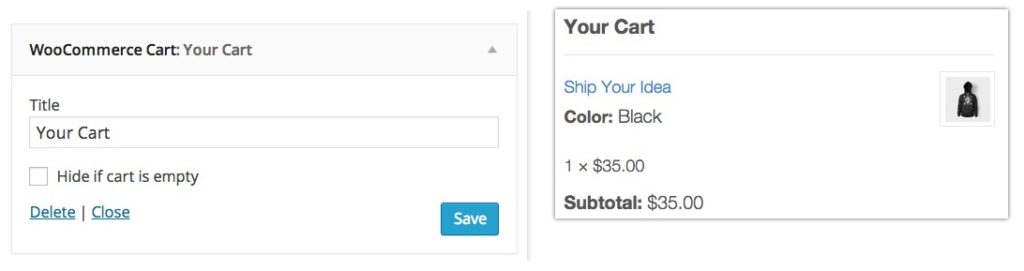 widgets woocommerce cart