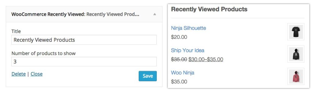 widgets woocommerce recently viewed