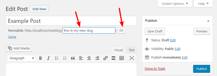 edit wordpress slug