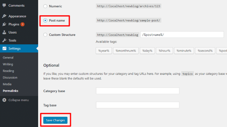 how to set wordpress permalinks