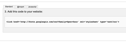 Google font embed code 