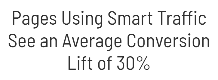 Pages uisng smart traffic see an average conversiob lift of 30%. 